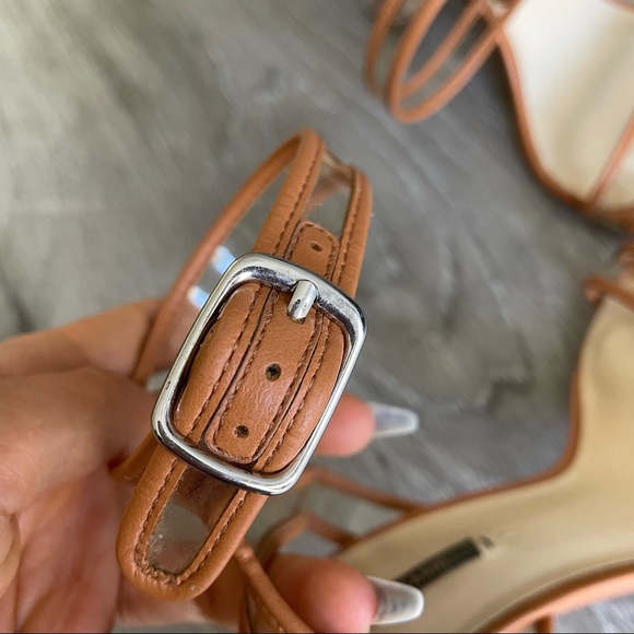 *SOLD* ZARA CLEAR VINYL TRANSPARENT STRAPPY HIGH HEELS with Tan Beige Trim - Picture 12 of 13